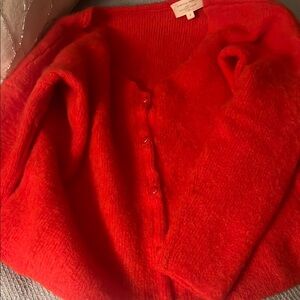 Vibrant Red Cardigan Sweater